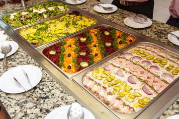 Salad selection in a hotel restaurant