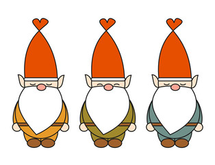 cute cartoon gnome vector character set

