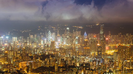 Hong Kong city at night in hong kong