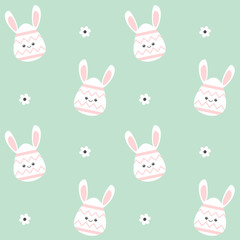 cute cartoon eggs with bunny ears seamless vector pattern background illustration

