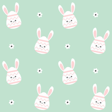 cute cartoon eggs with bunny ears seamless vector pattern background illustration

