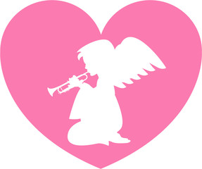 Praying Heart Angel with Trumpet