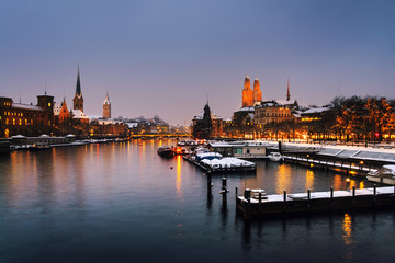 Fototapeta na wymiar Zurich, Switzerland old town, situated on the Limmat river