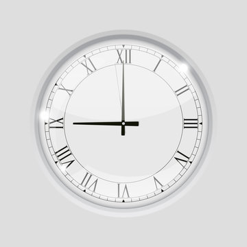 Clock with roman numerals. 9 o'clock