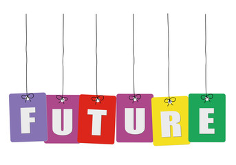 Cardboard hanging - vector colorful. Tags - future.