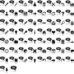 Sprechblasen Symbol mit Overlays und Spiegelungseffekt