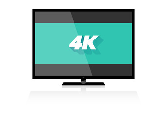 TV with green screen and 4k logo