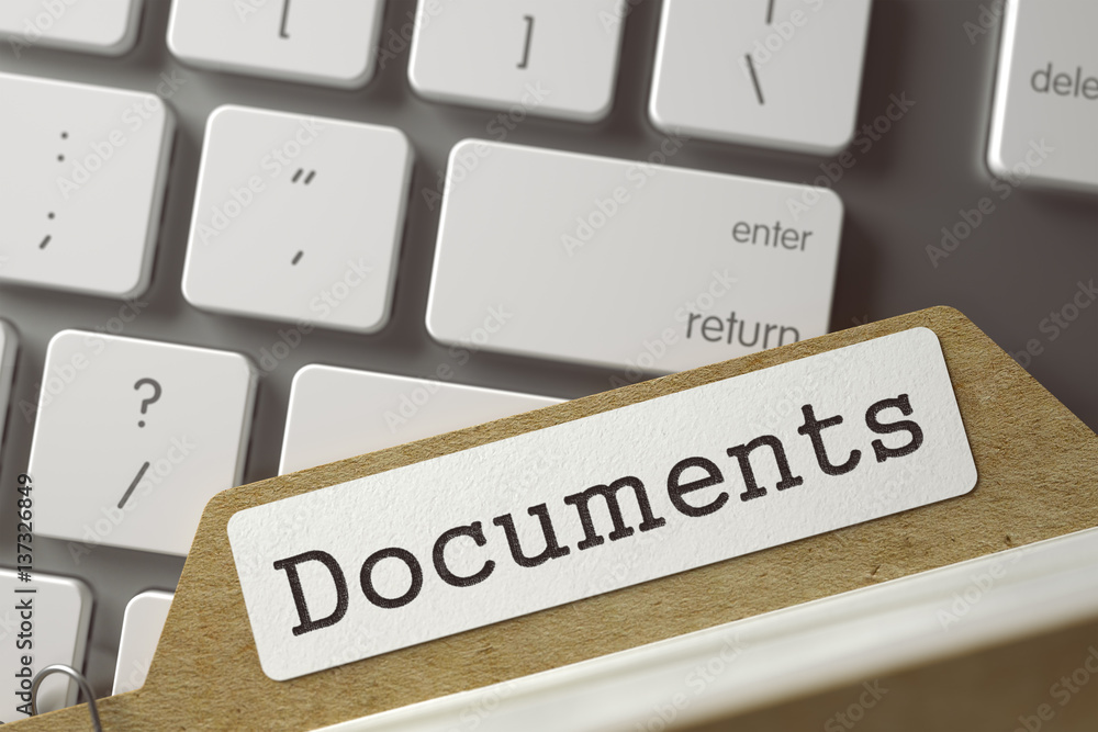 Poster index card documents. 3d.