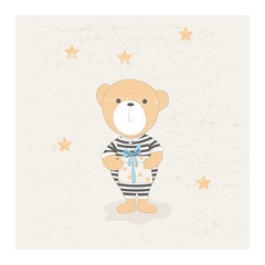 Cartoon bear with gift box