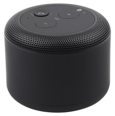 Black wireless bluetooth speaker isolated on white background.
