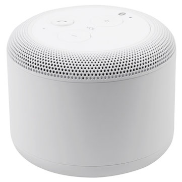 White wireless bluetooth speaker isolated on white background.