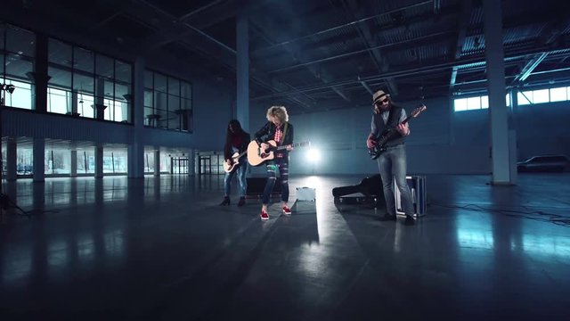 Young people playing while video making process.