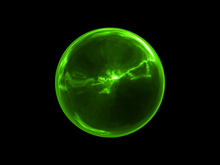 Abstract Glowing Green Sphere Energy - obrazy, fototapety, plakaty