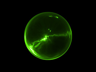 Abstract Glowing Green Sphere Energy