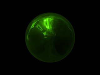 Fototapeta na wymiar Abstract Glowing Green Sphere Energy