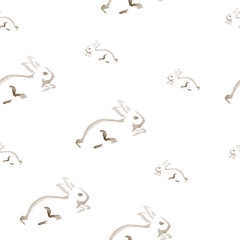 hand painted watercolor rabbit pattern