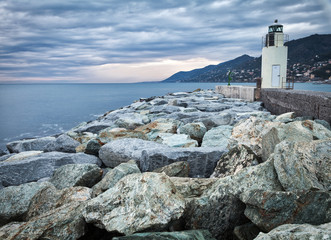 Fototapeta na wymiar Camogli, the lighthouse. Color image