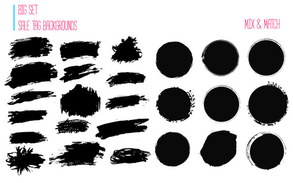 Sale stains for label, discount, best price. Circle Blots Vector set illustration in grunge style for stickers, badges.