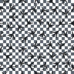 transparent plane. banner aircraft. gray white squares. abstract background. seamless pattern. vector illustration