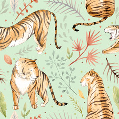 Watercolor tropical pattern