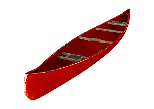 3D Rendering Red Canoe On White