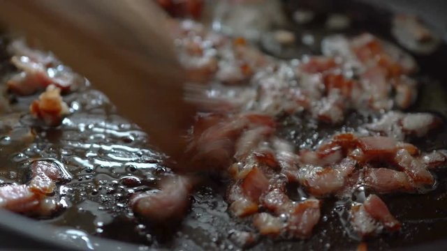 Bacon Cooking In Frying Pan