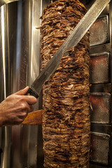 shawarma meat on a skewer