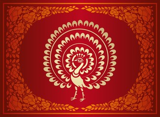 peacock, feathers ,wedding card design, royal India