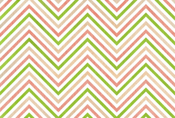 Watercolor green, pink and beige stripes background, chevron.
