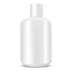 White blank bottle with cap. Shampoo, lotion. Mock up, cosmetic package