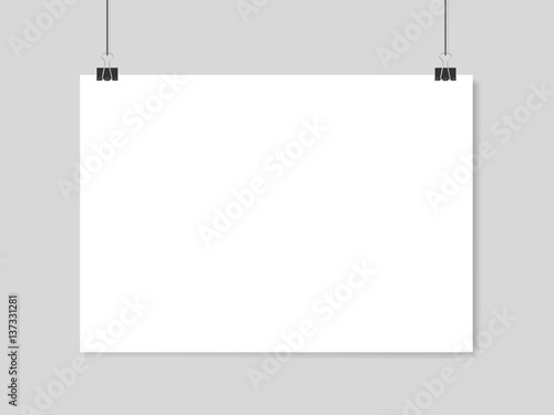 Download "Horizontal realistic poster mockup A4 on a rope" Stock image and royalty-free vector files on ...