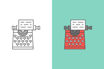 Typewriter vector logo and flat style icon