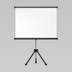 Blank realistic tripod portable projection screen mockup