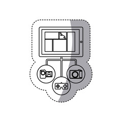 smartphone database server icon stock, vector illustration