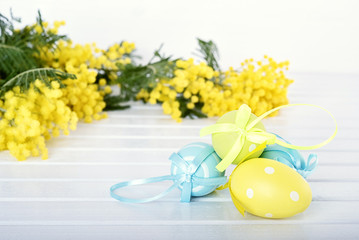 Mimosa and easter eggs