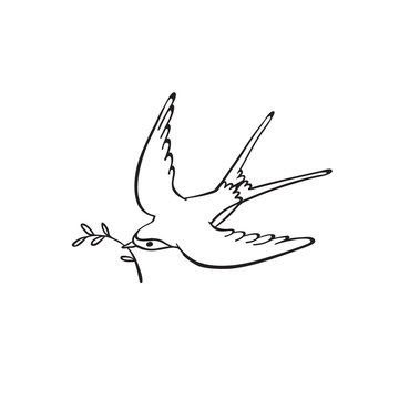 recommend clip art: Hand drawn bird isolated on white background. Swallow icon in line art style for coloring book.