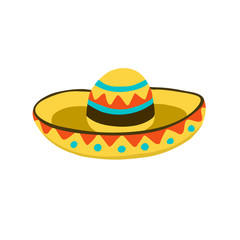 Traditional mexican hat symbol. Sombrero icon isolated on white background.
