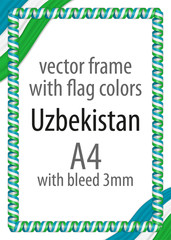 Frame and border of ribbon with the colors of the Uzbekistan flag