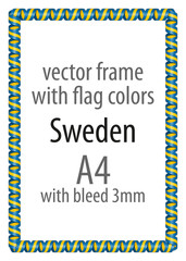 Frame and border of ribbon with the colors of the Sweden flag