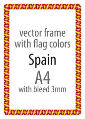 Frame and border of ribbon with the colors of the Spain flag
