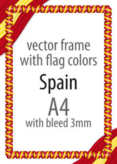 Frame and border of ribbon with the colors of the Spain flag