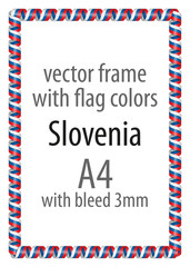 Frame and border of ribbon with the colors of the Slovenia flag