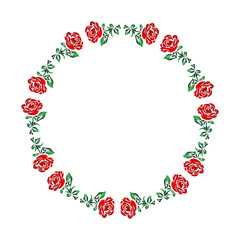 Floral frame with space in center for your text. Wreath of roses.