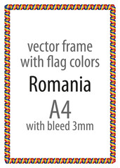 Frame and border of ribbon with the colors of the Romania flag