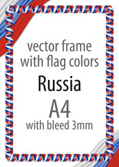 Frame and border of ribbon with the colors of the Russia flag