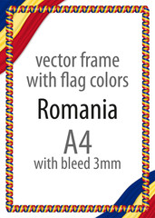 Frame and border of ribbon with the colors of the Romania flag