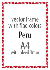 Frame and border of ribbon with the colors of the Peru flag
