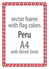 Frame and border of ribbon with the colors of the Peru flag