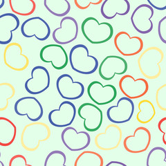 Color hearts seamless vector pattern
