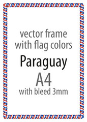 Frame and border of ribbon with the colors of the Paraguay flag